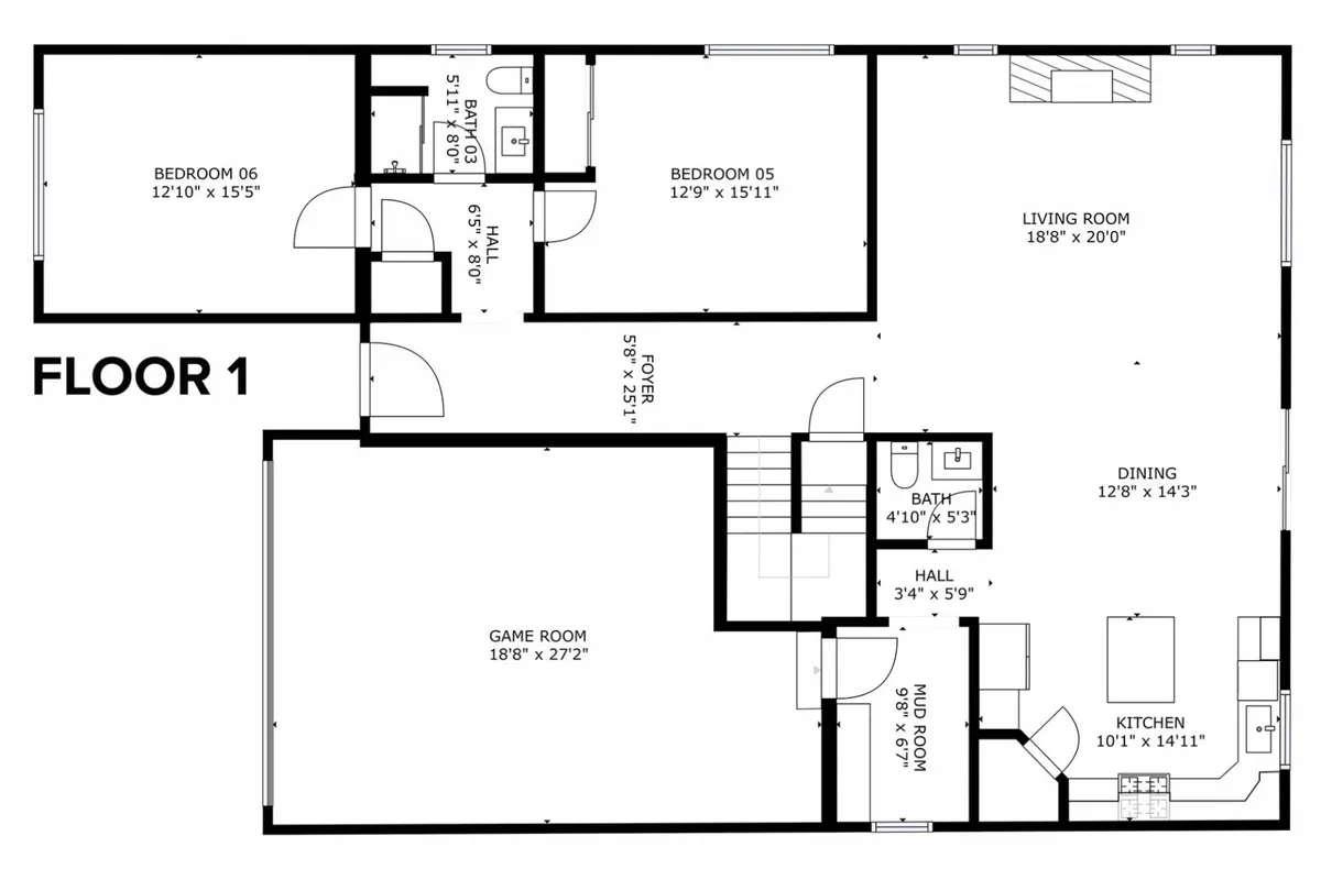 This wide-angle shot captures the living room, kitchen, game room, dining area, and glimpses of the bedrooms, all within a spacious open-concept layout. The image radiates warmth and comfort, showing spaces designed for both large gatherings and casual day-to-day living.